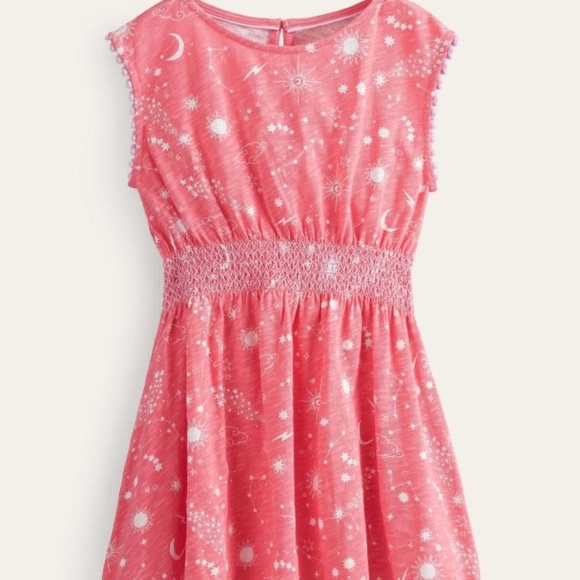 EUC Mini Boden Celestial Jersey Dress Peach Punch Pink Girls Size 9-10Y - Picture 1 of 6